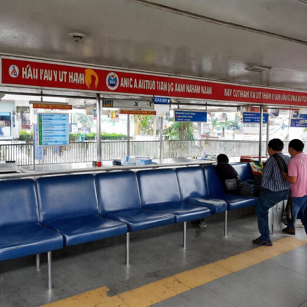 Ben trong khu vuc cho cua cac nha xe tai Trạm Xe Kim Mã